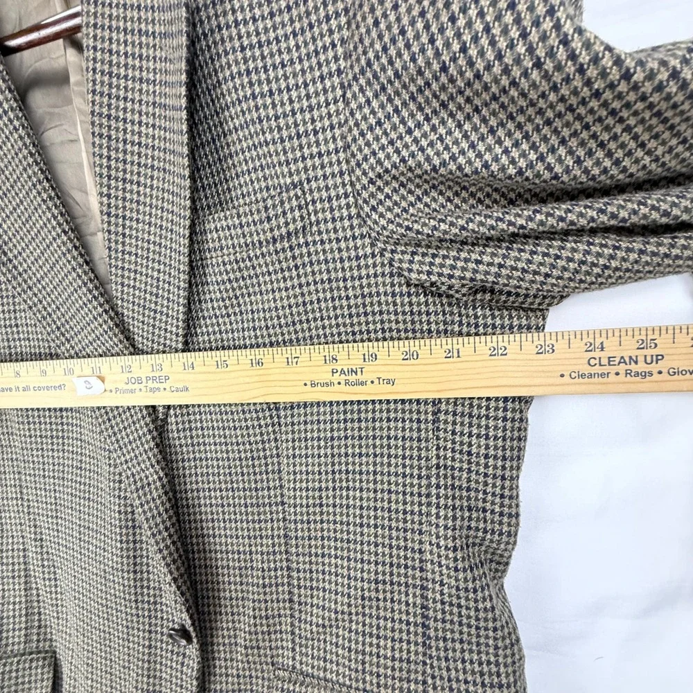 Robert Stock Blazer Mens 44R Wool Silk Blend Houndstooth Dark Academia Preppy